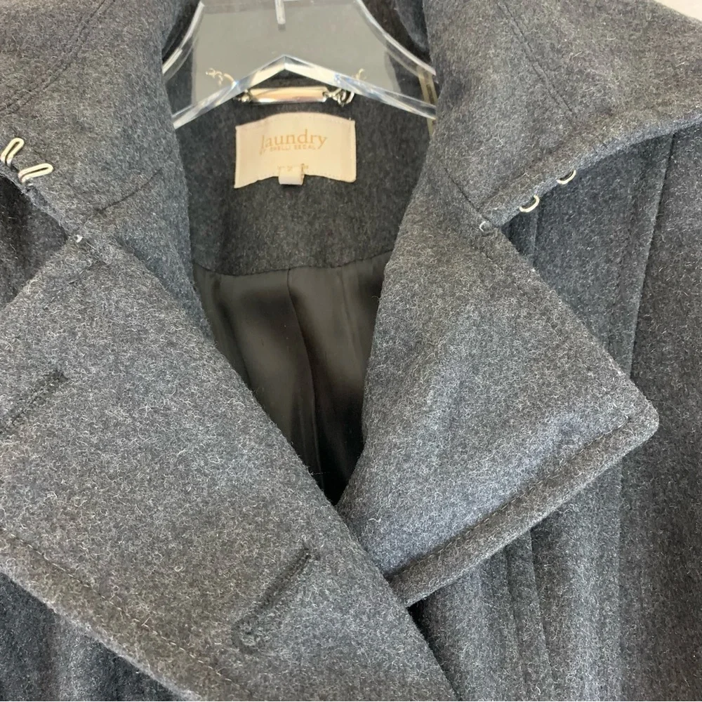 Laundry by Shelli Segal Grey Double Breasted Pea Coat - Sz 2 - Picture 6 of 10